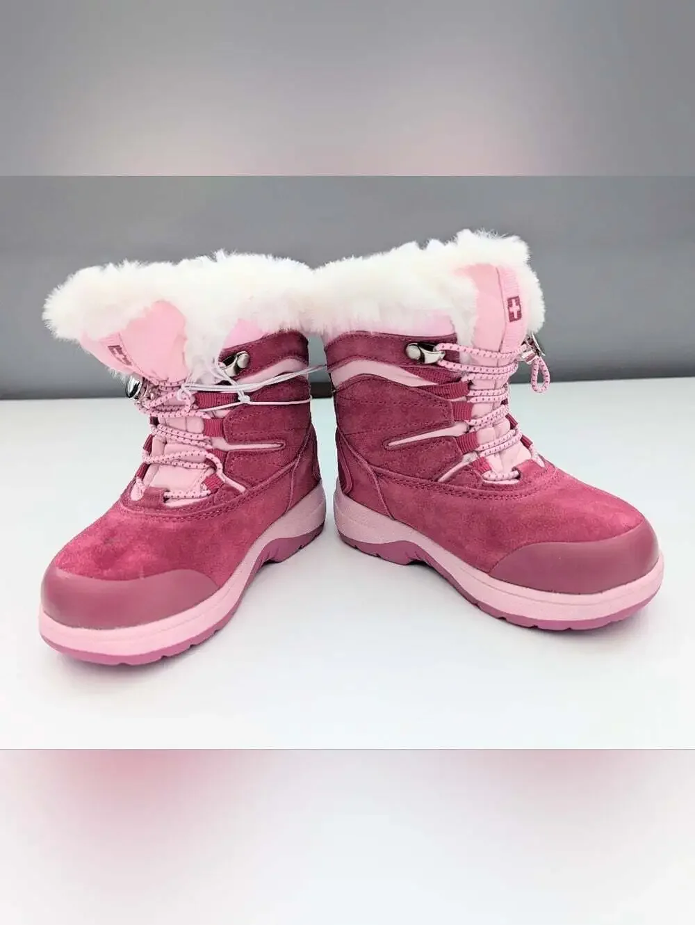NWT Swiss Tech Girls' (Size8) Suede Waterproof Winter Snow Boots w/Faux Fur Cuff